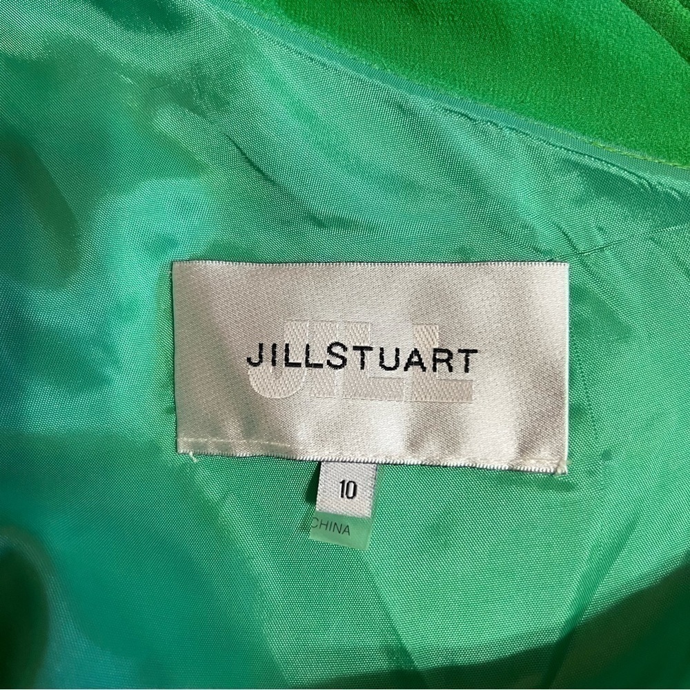 Jill Stuart | NWT One Shoulder Ruffle Silk Mini Dress Cocktail Green Size 10 - Picture 3 of 16